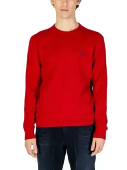 Roter Herren-Baumwoll-Sweatshirt mit Stickerei
