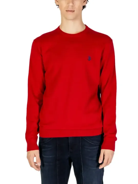 Roter Herren-Baumwoll-Sweatshirt mit Stickerei