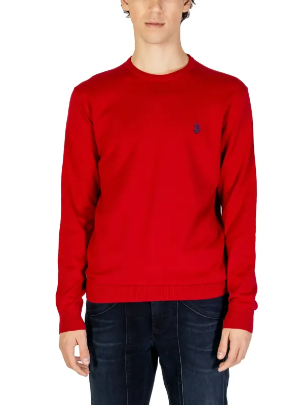 Roter Herren-Baumwoll-Sweatshirt mit Stickerei