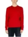 Roter Herren-Baumwoll-Sweatshirt mit Stickerei