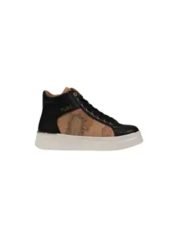 Schwarze Leder High-Top Sneaker