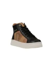 Schwarze Leder High-Top Sneaker