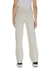 Cremefarbene, hochtaillierte Damenweite Hosen