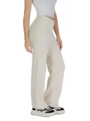 Beige Hochtaillierte Weite Hosen