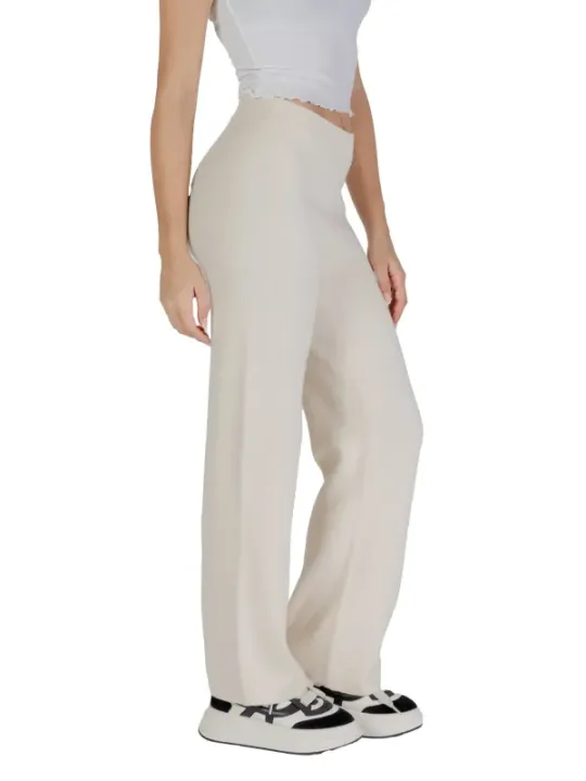 Beige Hochtaillierte Weite Hosen