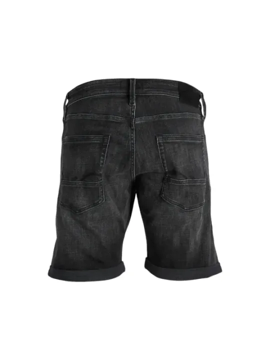 Schwarze Denim Shorts mit Umschlag