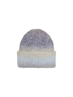 Grau-Beige Ombre Strickmütze gerippt