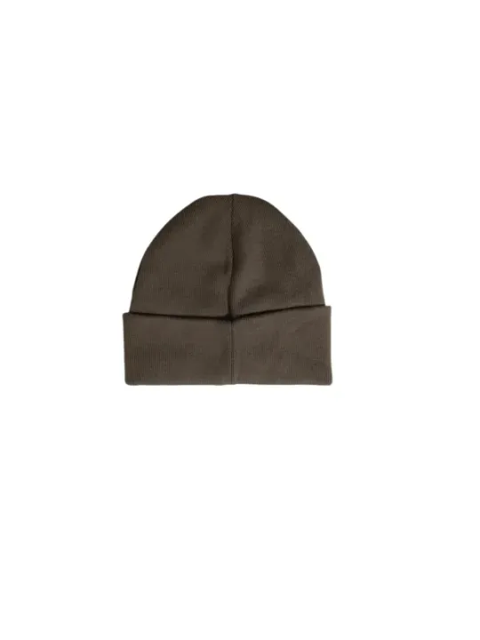 Taupefarbene Wollmütze mit Rippenmuster