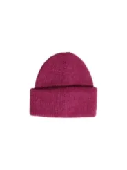 Magenta Strickmütze mit hochgeschlagenem Rand