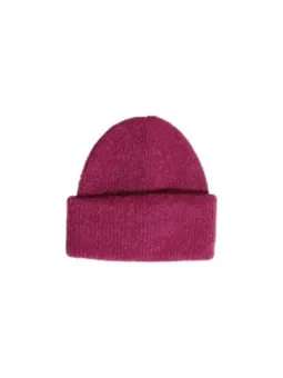 Magenta Strickmütze mit hochgeschlagenem Rand