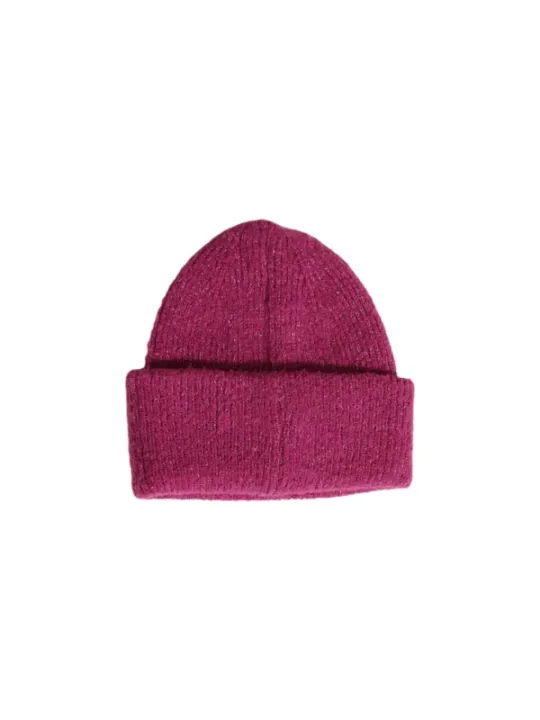 weinrote Strickmütze mit Rippenmuster