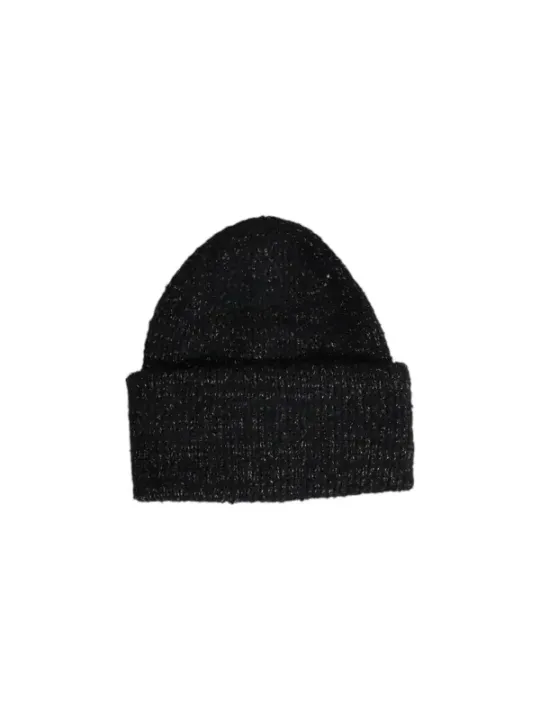 Schwarze Strickmütze gefalteter Rand