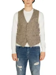 Gianni Lupo Tweed Herrenweste braun-weiß