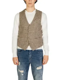 Gianni Lupo Tweed Herrenweste braun-weiß