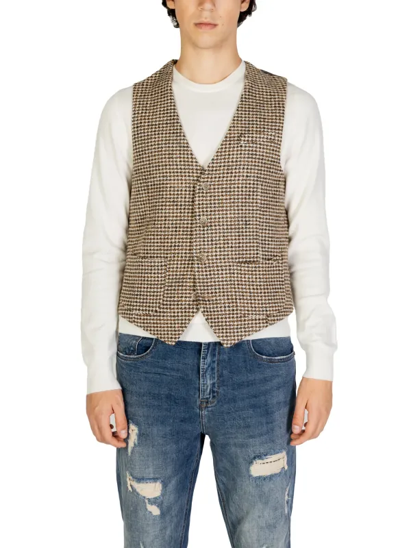Gianni Lupo Tweed Herrenweste braun-weiß