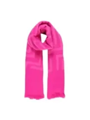 Leuchtend pinker Schal mit Fransen
