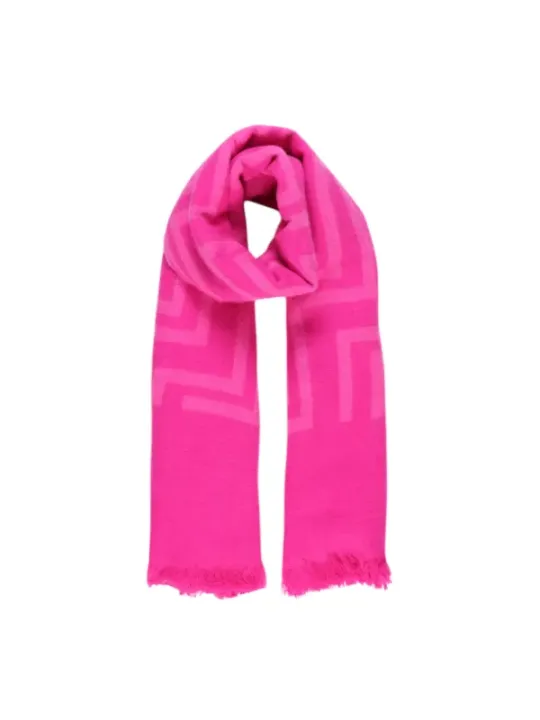 Leuchtend pinker Schal mit Fransen