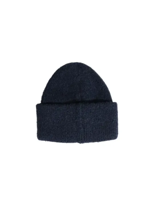 Dunkle marineblaue Strickmütze mit Bommel