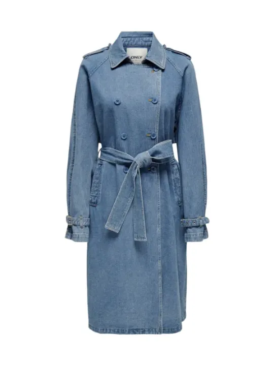 Leichter Jeans Trenchcoat mit Gürtel