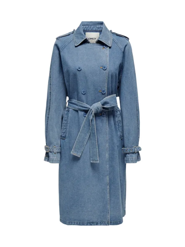 Leichter Jeans Trenchcoat mit Gürtel