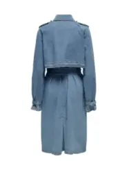 Langer Denimmantel mit cropped Top