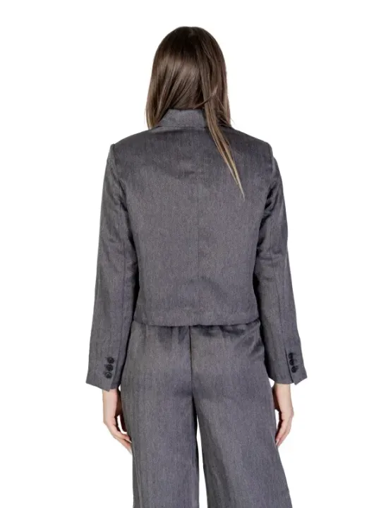 Grauer taillierter cropped Blazeranzug