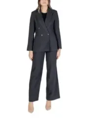 Dunkelgrauer Damen-Hosenanzug mit Peplum