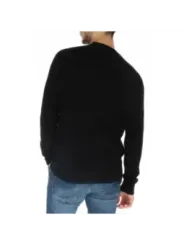 Schwarzer Strickpullover mit Rundhalsausschnitt