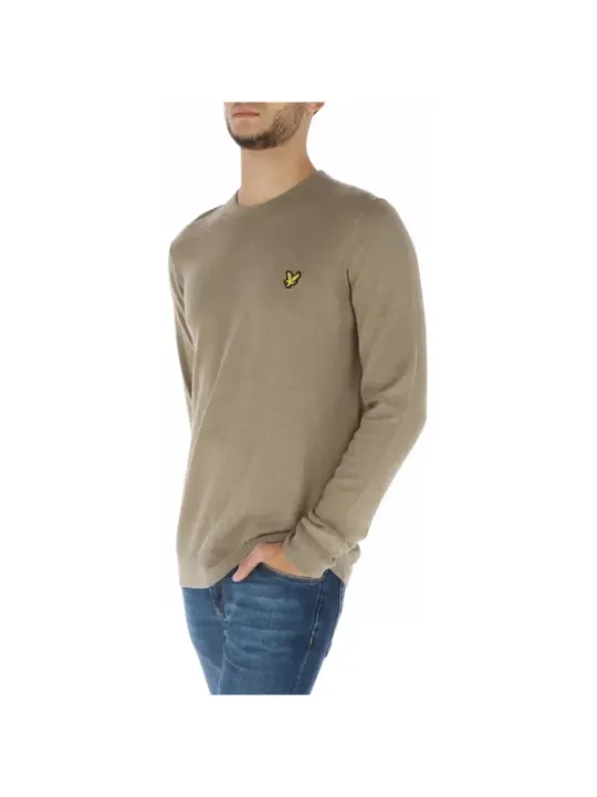 Khaki-Pullover mit gelbem Vogel