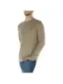 Khaki-Pullover mit gelbem Vogel