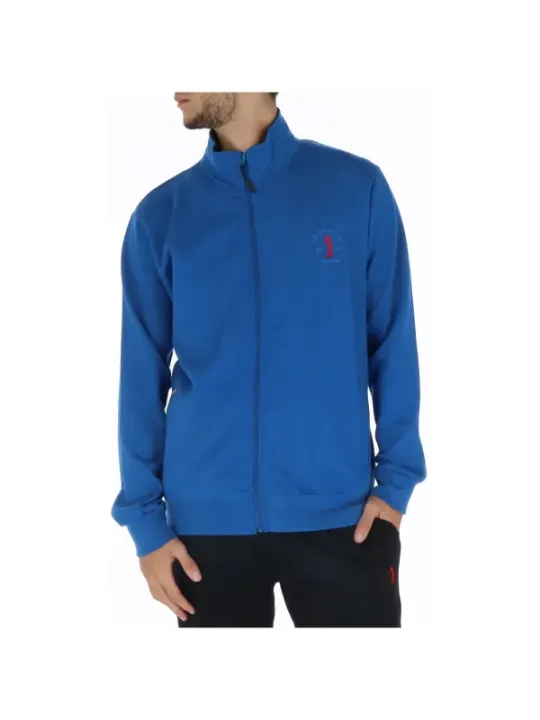 Blauer Golfjacke mit rotem Akzent