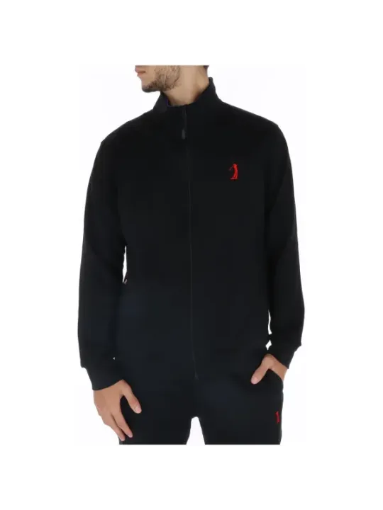 Schwarze Golfjacke mit rotem Logo