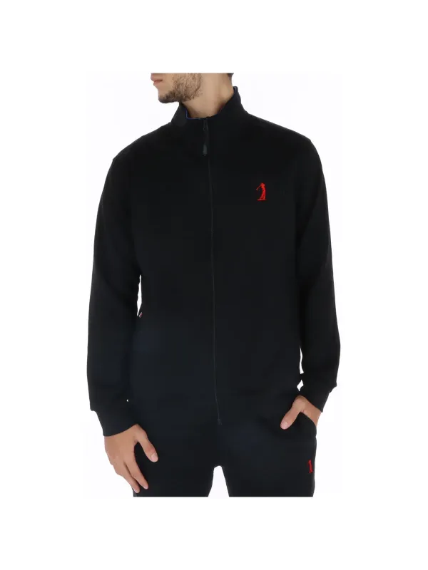 Schwarze Golfjacke mit rotem Logo