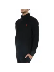 Schwarzer Golfpullover mit rotem Akzent