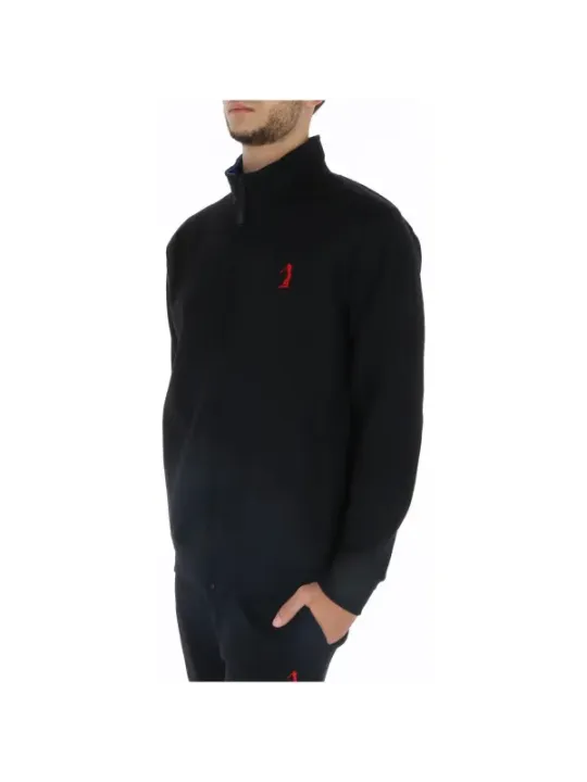 Schwarzer Golfpullover mit rotem Akzent