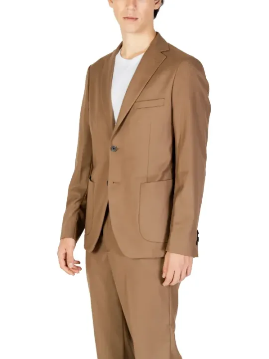 Tan Wolle Zwei-Knopf Herrenanzug