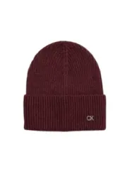 Bordeauxfarbene Calvin Klein gerippte Mütze