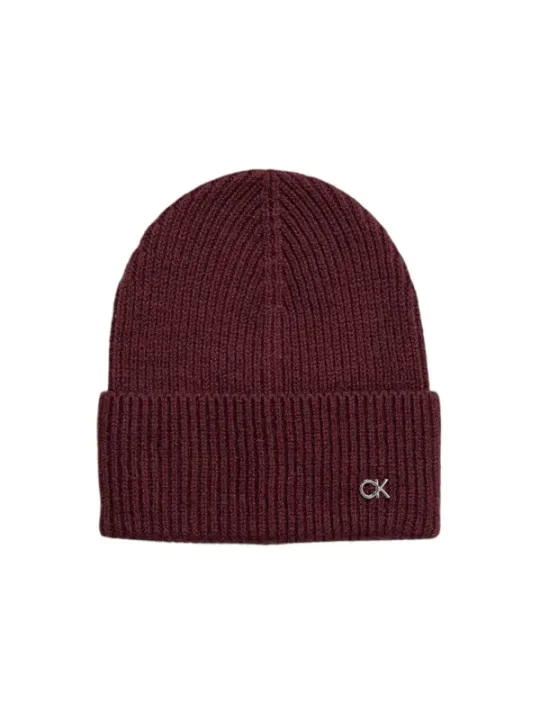 Bordeauxfarbene Calvin Klein gerippte Mütze