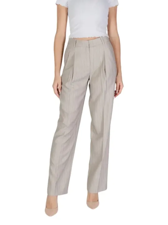 Helle Damen Stoffhose gerades Bein