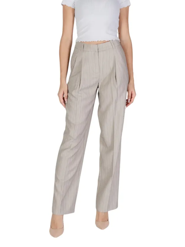 Helle Damen Stoffhose gerades Bein