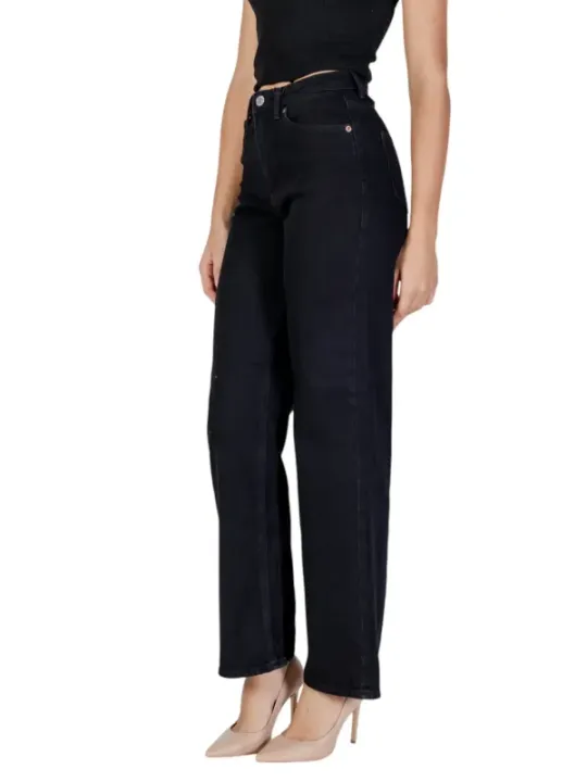Schwarze Damen Straight Leg Jeans