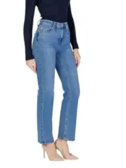 Helle, hochtaillierte Jeans mit geradem Bein