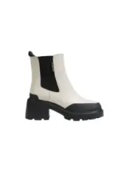 Weiße Vinyl Stiefel mit Absatz