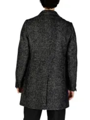 Wollmantel mit Fischgrätmuster hinten