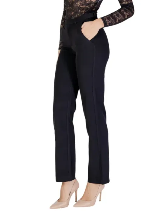 Schwarze Damen-Stretchtrousers gerades Bein