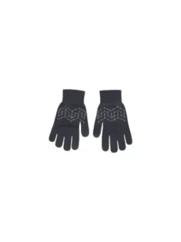 Schwarze Strickhandschuhe mit weißen Punkten