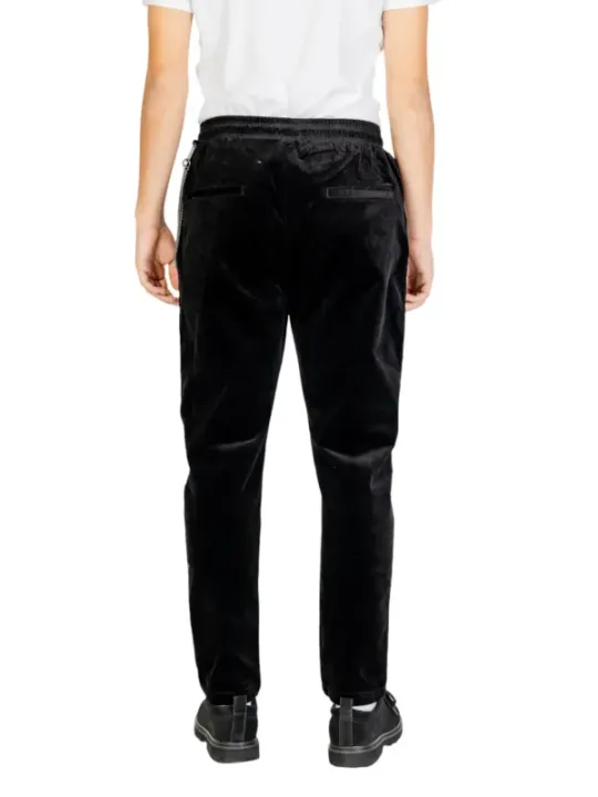 Schwarze Samt Hose Slim Fit