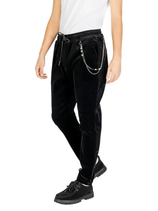 Schwarze Samt Hose schlanker Schnitt