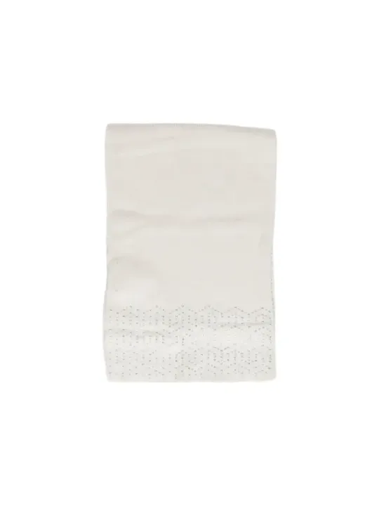 Weißes Baumwollhalstuch mit Spitzenbesatz