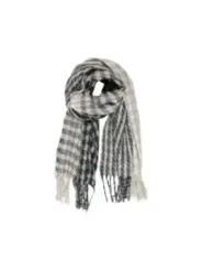 Grauer Schal mit Fransenmuster